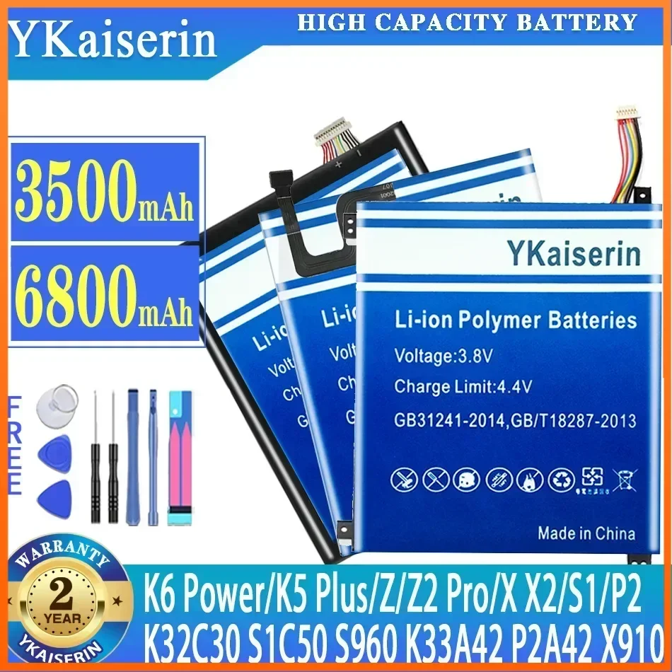 YKaiserin Battery For Lenovo K6 Power K5 Plus K6Power K5Plus/Z Z2 Pro Z2Pro/X X2/S1/P2 K32C30 S1c50 K33A42 p2a42