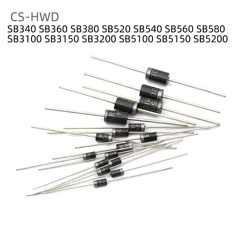 20PCS/LOT SB340 SB360 SB380 SB520 SB540 SB560 SB580 SB3100 SB3150 SB3200 SB5100 SB5150 SB5200 Schottky Diode DO-27 Good Quality