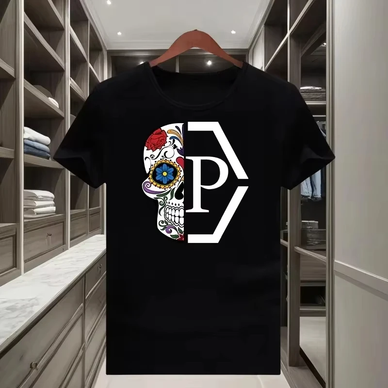 2026Sugar Skull Floral Art Graphic T Shirt Kids Adults Casual Short Sleeve Tee Mexican Day of Dead Flower Skull Print Streetwear