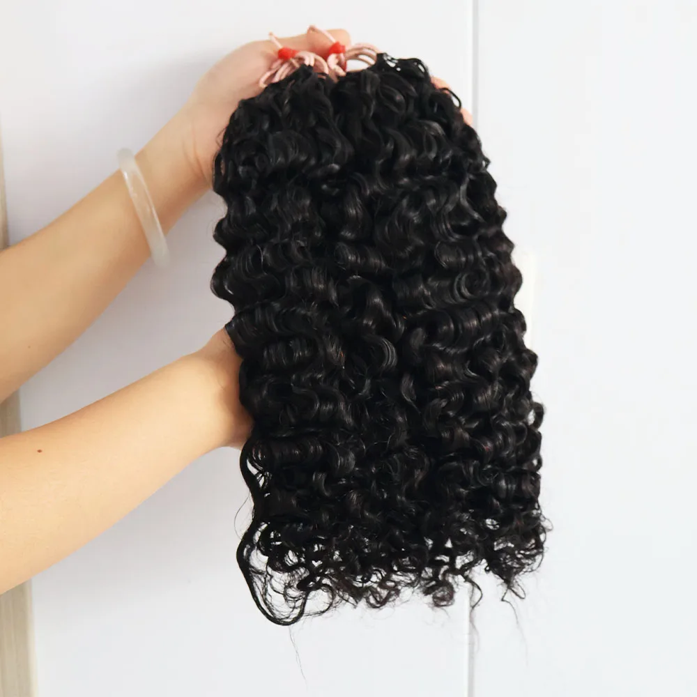 Bouncy Curly Human Hair Bundles 100% Virgin Remy Hair Weave Extensions For Black Women view 6