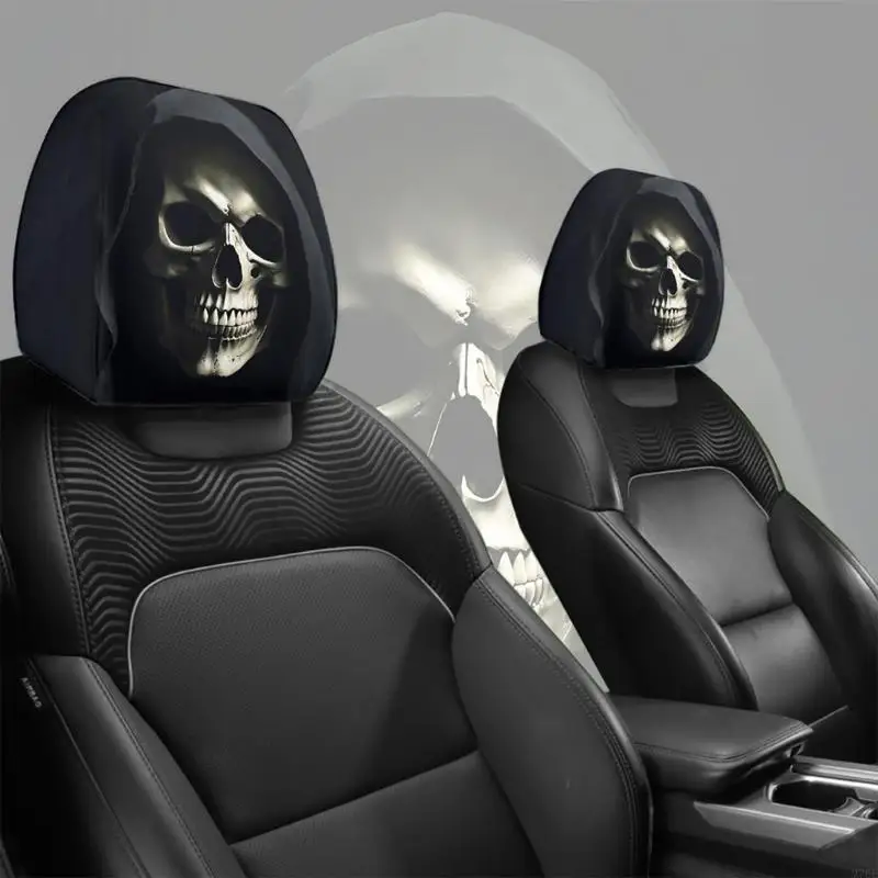 M76E Humorvoller Kopfstützenschutz für Auto-Schädel-Gesichts-Dekorationen, Polyesterstoff – Detail 7