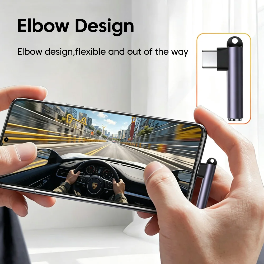 L-Shaped Type C Audio Adapter Elbow Type C Male To 3.5MM Female Headphone Converter for iphone 15 16 17 Samsung Phone Connector