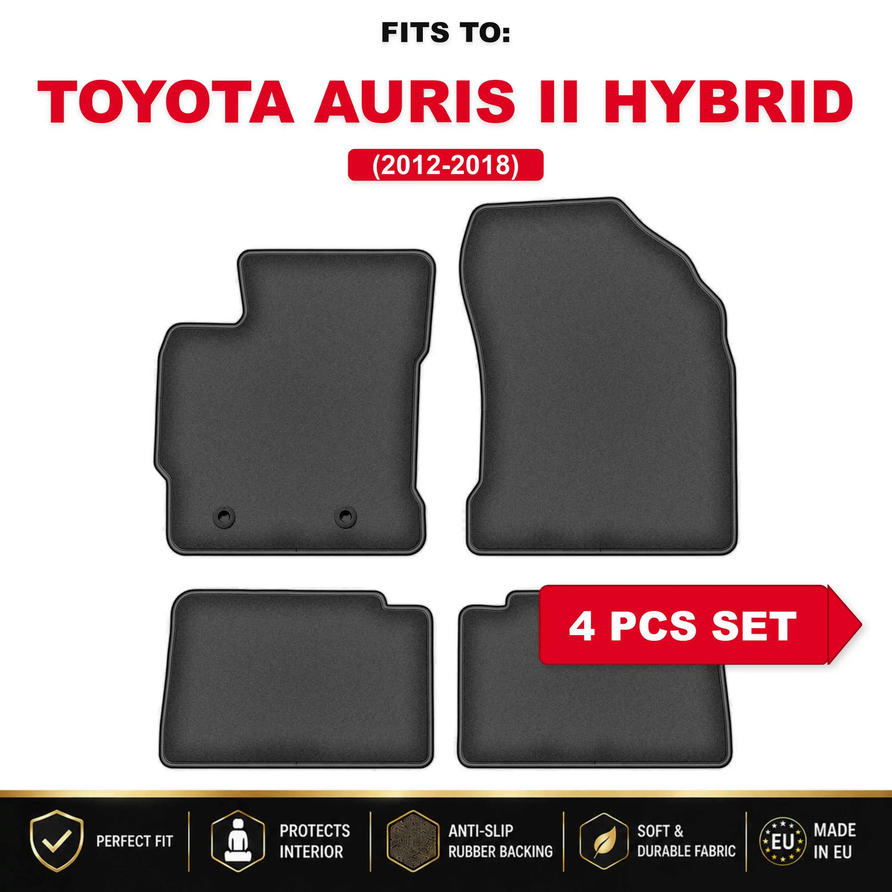 PREMIUM auto-velourmatten voor: Toyota Auris I 2006-2012, passende automattenset