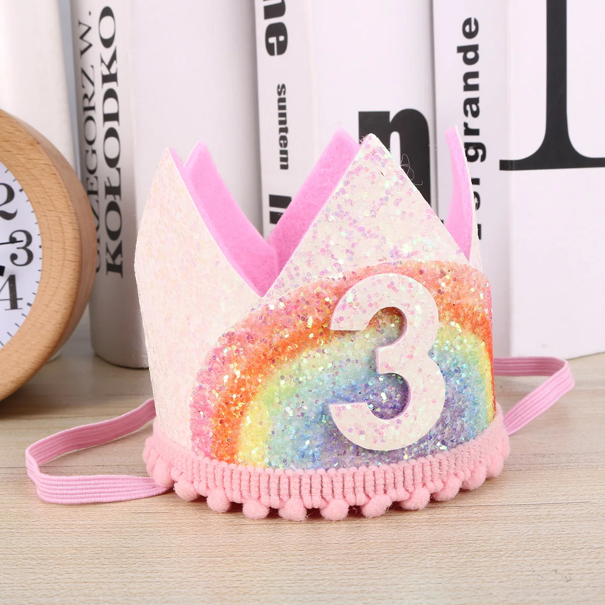 

Rainbow Crown Hairband Baby Birthday Hat Girl Kids Princess Adorable Party