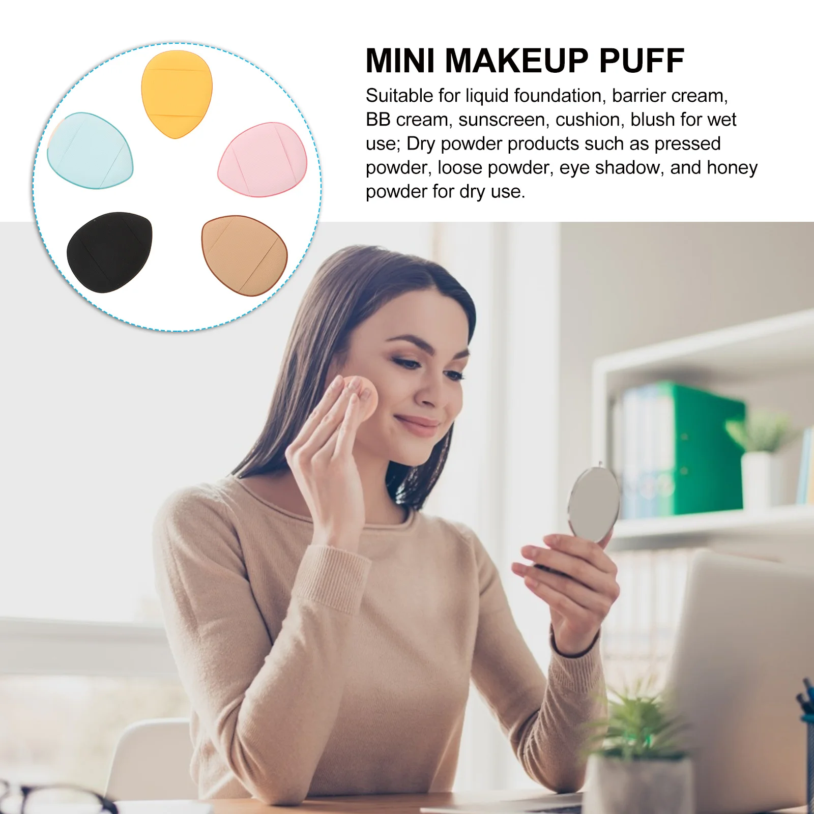 

1Set Finger Size Mini Makeup Durable Washable Cushion for Loose Powder Foundation Blush Cream