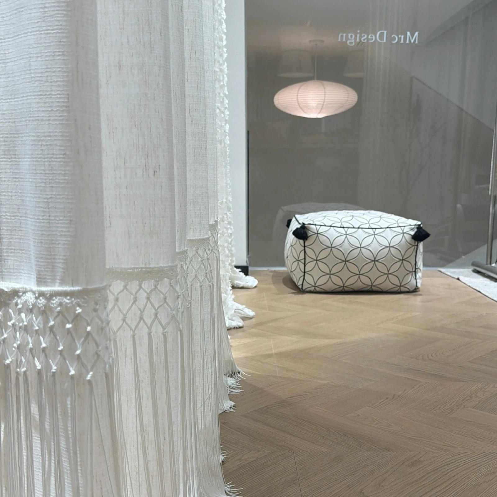 French Cream Modern Linen Long Tassel Splicing Window Screens for Living Room Bedroom Balcony Partition Curtain Customization