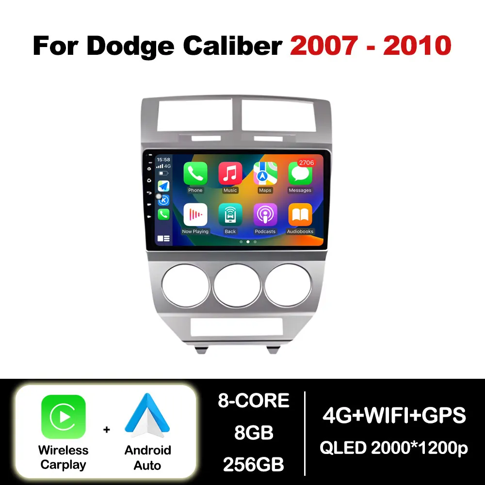 

Car Radio Video Multimedia Player Android Auto For Dodge Caliber 2007 - 2010 GPS Navigation 4G WIFI Bluetooth DSP Stereo