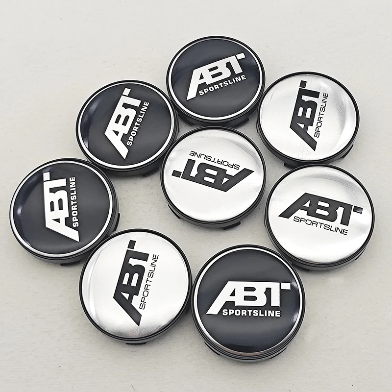 4 قطعة/المجموعة 60 مللي متر ABT SPORTSLINE شعار السيارة محور عجلات غطاء مركزي شارة يغطي مع قاعدة سوداء لملحقات السيارات العالمية