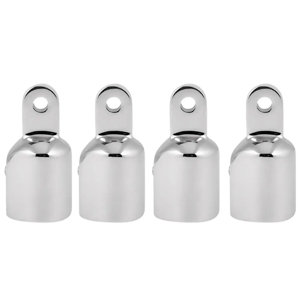4 Pieces Heavy Duty Marine Boat EyeTube End Cap Stainless Steel Bimini Top Fitting Hardware 25mm Canopy External Pipe Eye End