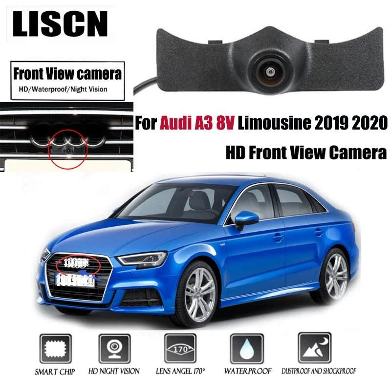 

Автомобильная камера переднего вида для Audi A3 8V Limousine 2019 2020 HD Водонепроницаемая передняя камера с ночным видением и логотипом парковки