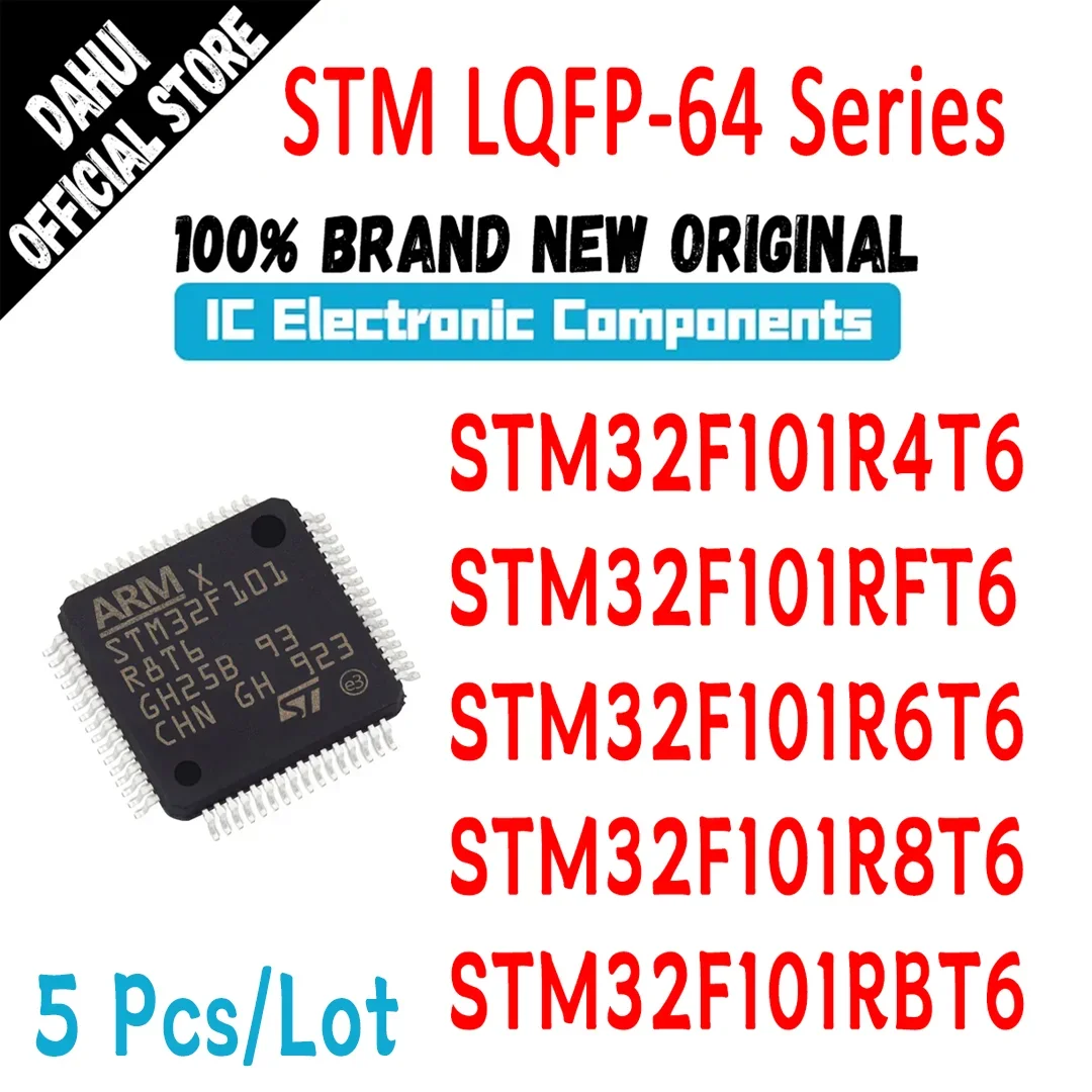 

5 Pcs STM32F101R4T6 STM32F101RFT6 STM32F101R6T6 STM32F101R8T6 STM32F101RBT6 STM32F101 STM32F STM32 STM IC MCU Chip LQFP-64