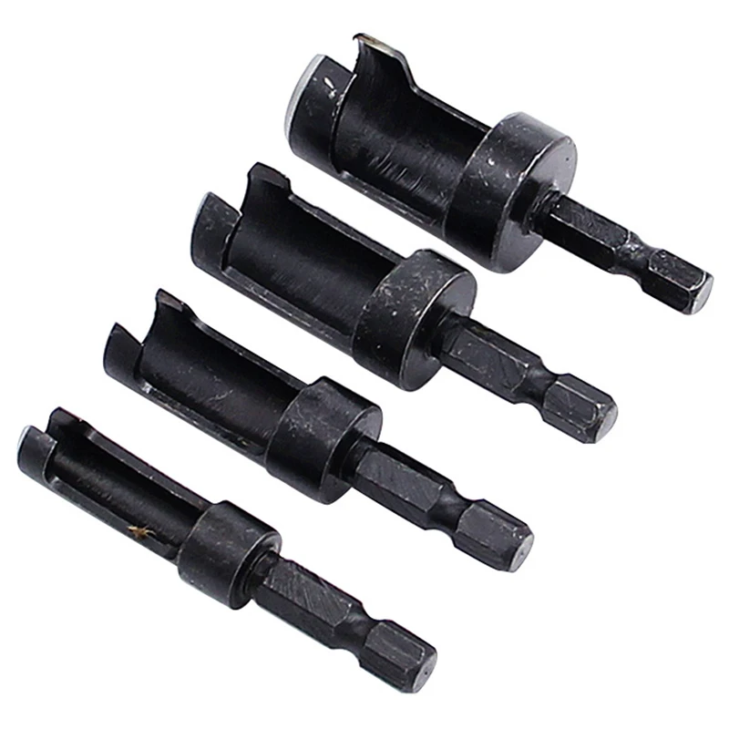 4 pezzi trapano con tappo in legno nero con manico esagonale 6mm 10mm 13mm 16mm set di utensili da taglio per punte da trapano per lavorazione del legno