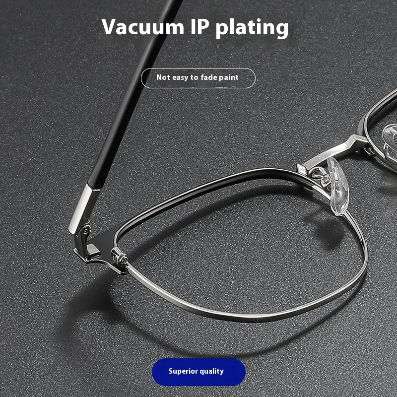 Gafas graduadas de medio marco redondas a la moda, gafas de media montura de aleación ultraligeras, gafas de lectura para miopía para hombres