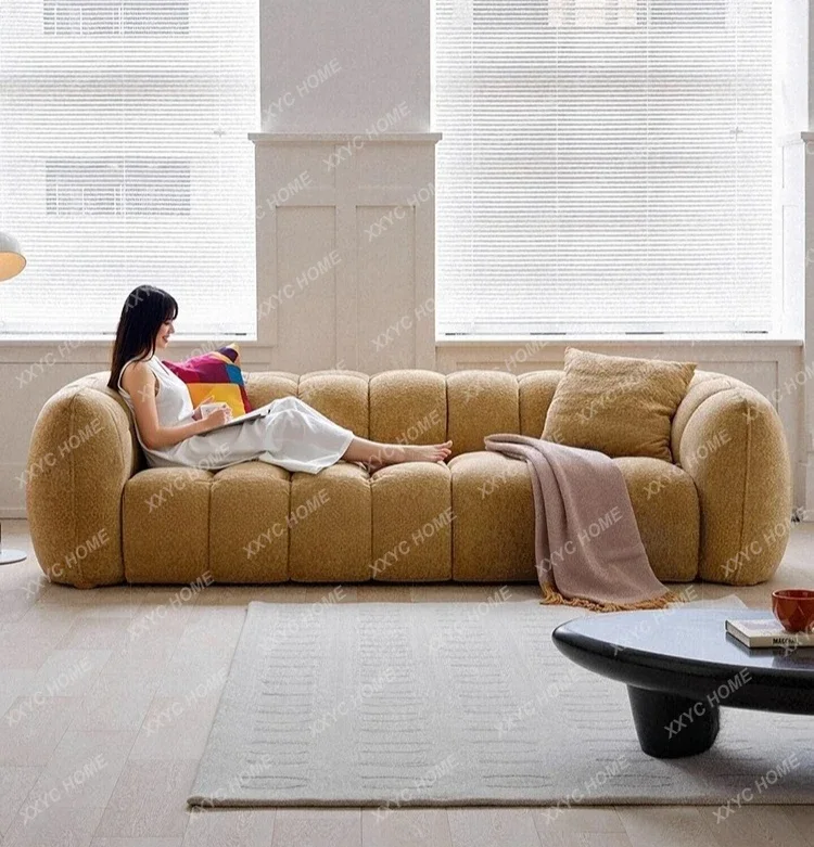 Y Fully removable and washable chenille velvet pumpkin fabric sofa living room small apartment straight row