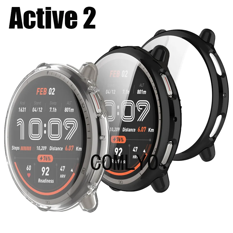لساعة Amazfit Active 2 الذكية حافظة واقية من البولي يوريثان الحراري الناعم بغطاء كامل واقي للشاشة