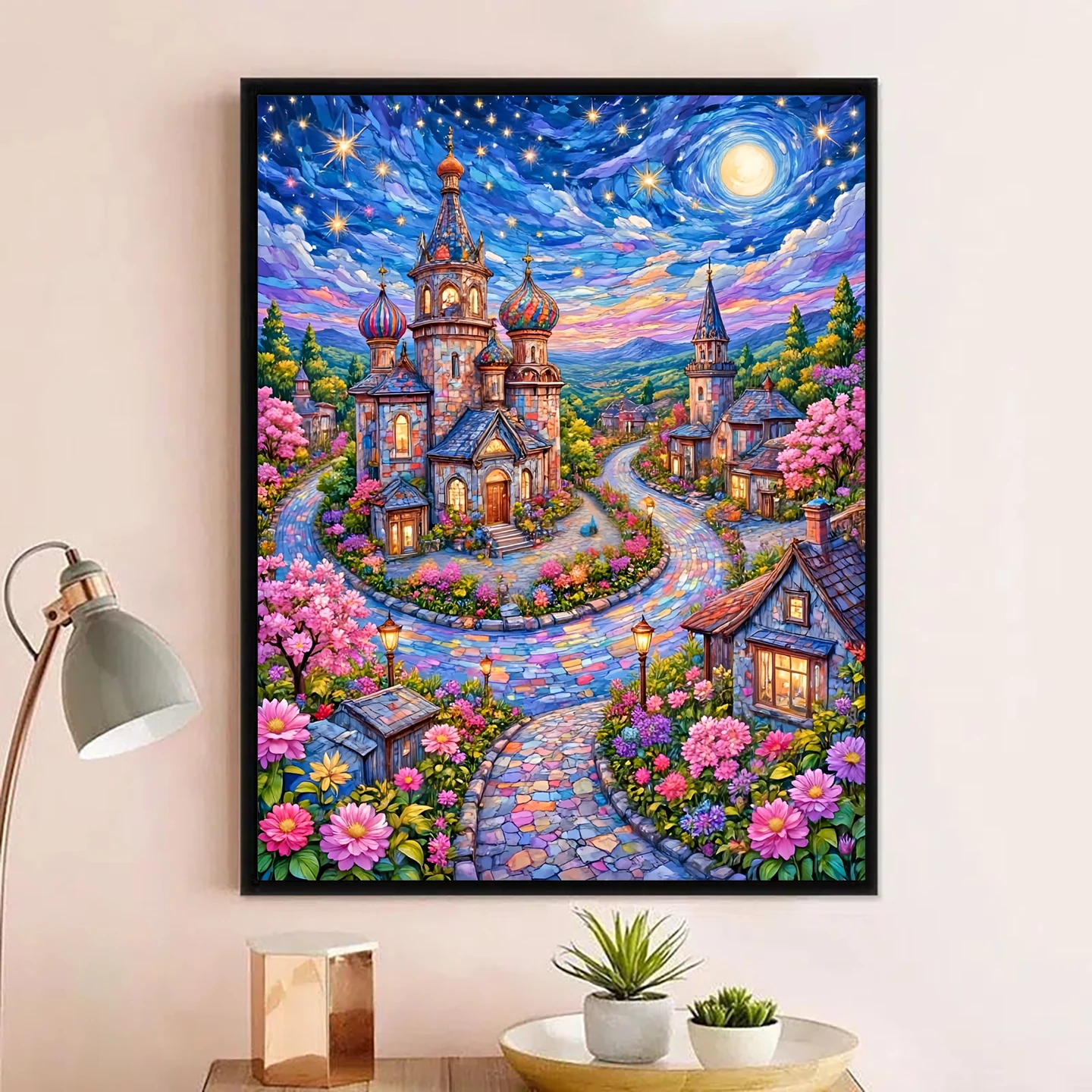 

Modern Simplici Diamond Painting Star Castle Handmade Decorative Artwork for Living Room Bedroom No Frame Required