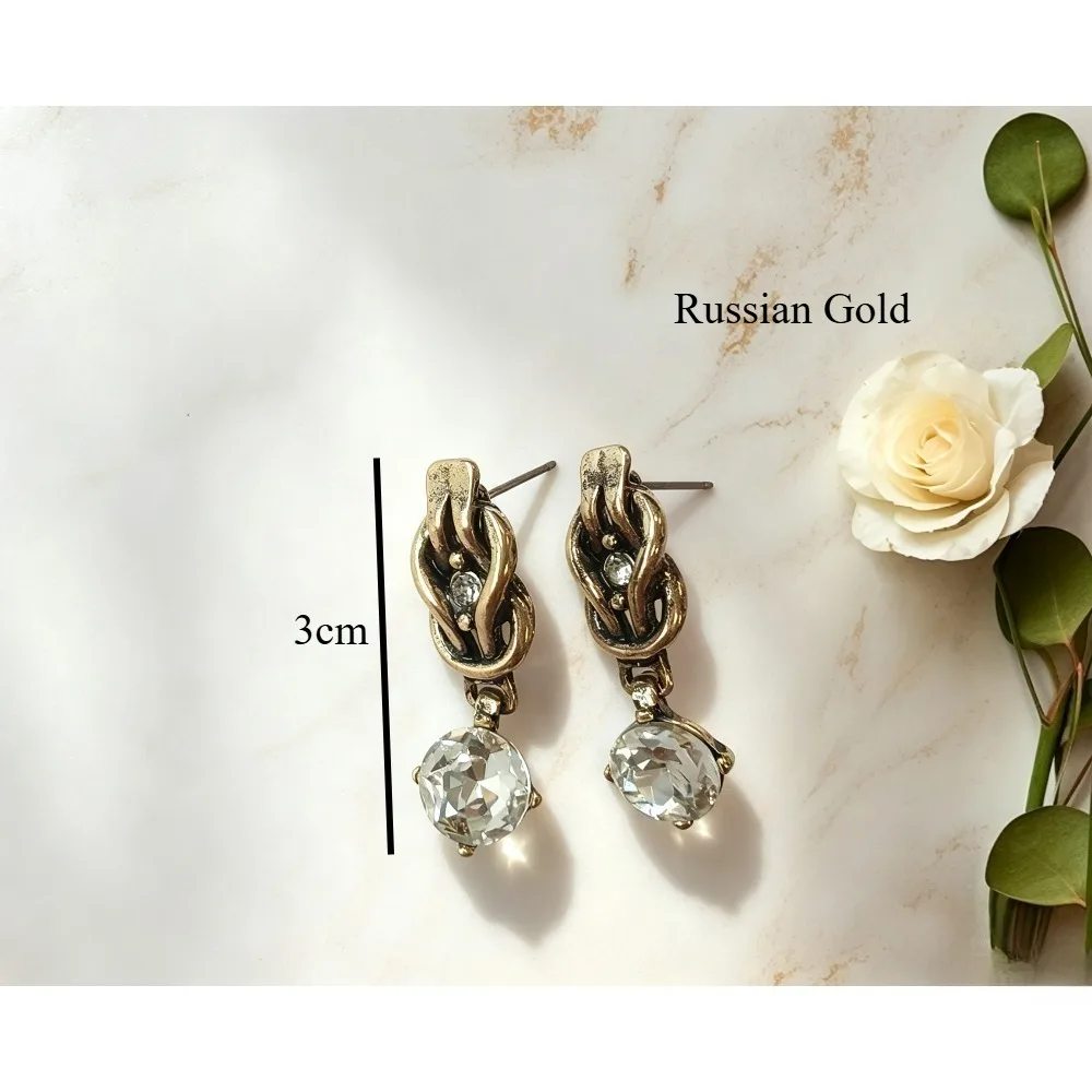 Antique Hollow Twist Knot Bracelet, Necklace, Earrings Tiny Rhinestone Chain Bracelet Vintage Accessories 2026 New Arrival