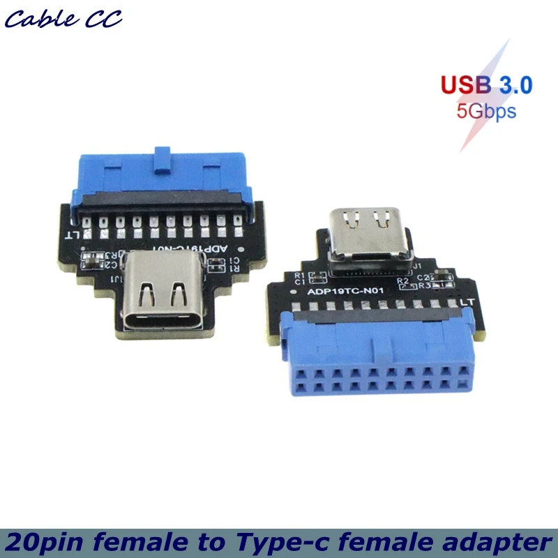 1pcs USB3.0/3.2 Adapter 19P/20P IDC to TYPE-C Female Port With Internal Encryption Dog U-shield Chassis