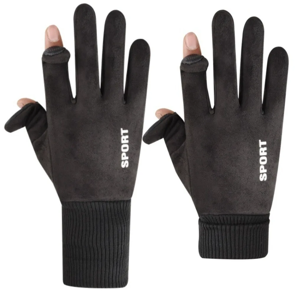 الرياضة لمس فو الجلد المدبوغ قفازات سميكة بلون الرجال الوجه القمم قفازات يندبروف المضادة للانزلاق أصابع كاملة القفازات الذكور #3