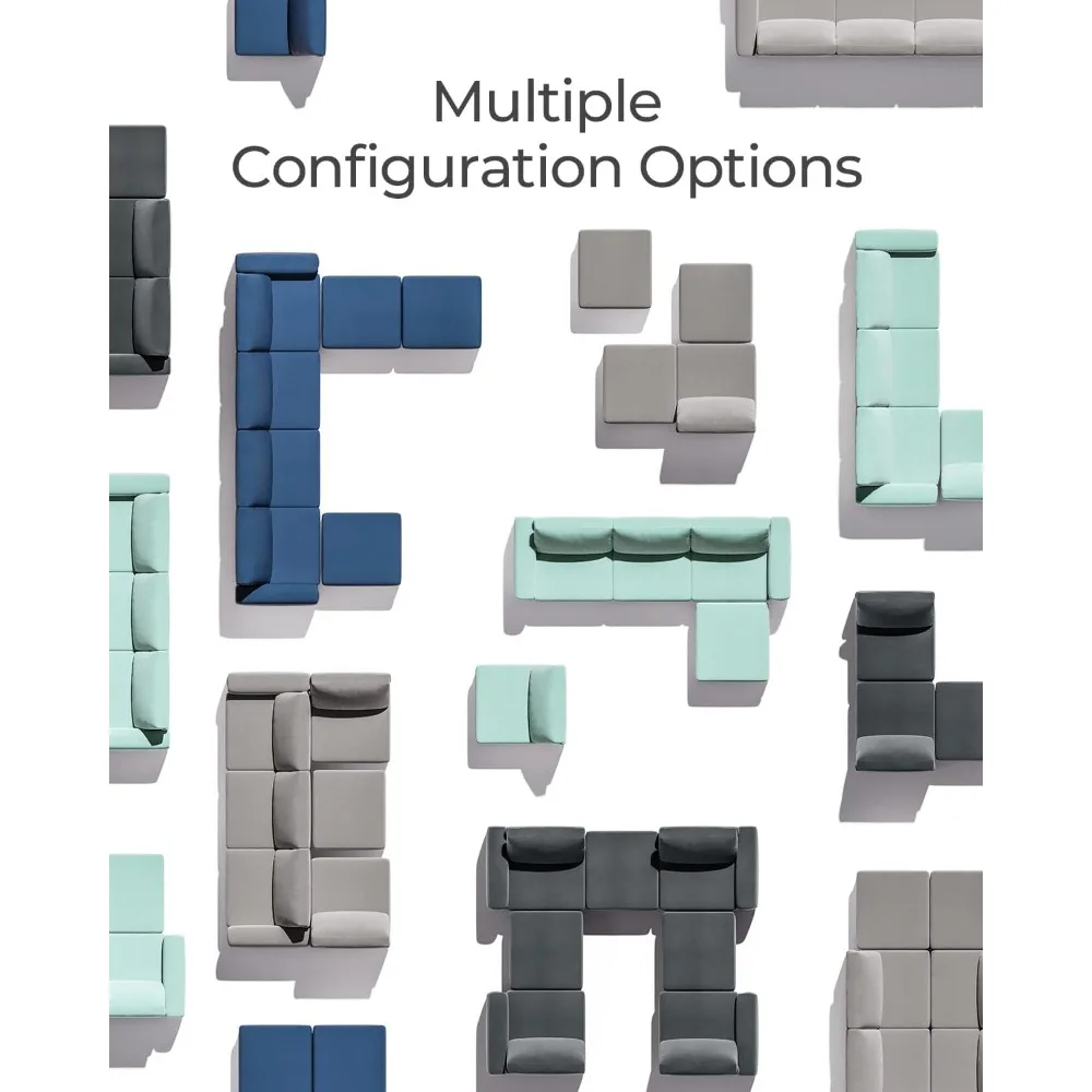 أريكة مقطعية مع مساحة تخزين، أريكة مقطعية قابلة للغسل، أغطية قابلة للتغيير، أريكة عثمانية لتمديد أريكةك، أزرق