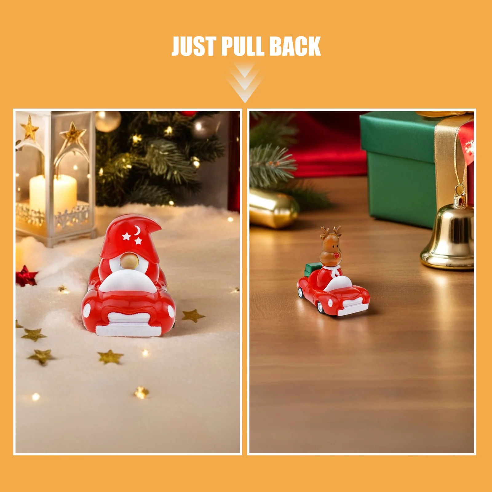 6 قطعة عطلة التراجع سيارات عيد الميلاد موضوع سانتا الرنة ثلج المركبات الصغيرة لا المطلوبة لتخزين هدايا الحفلات