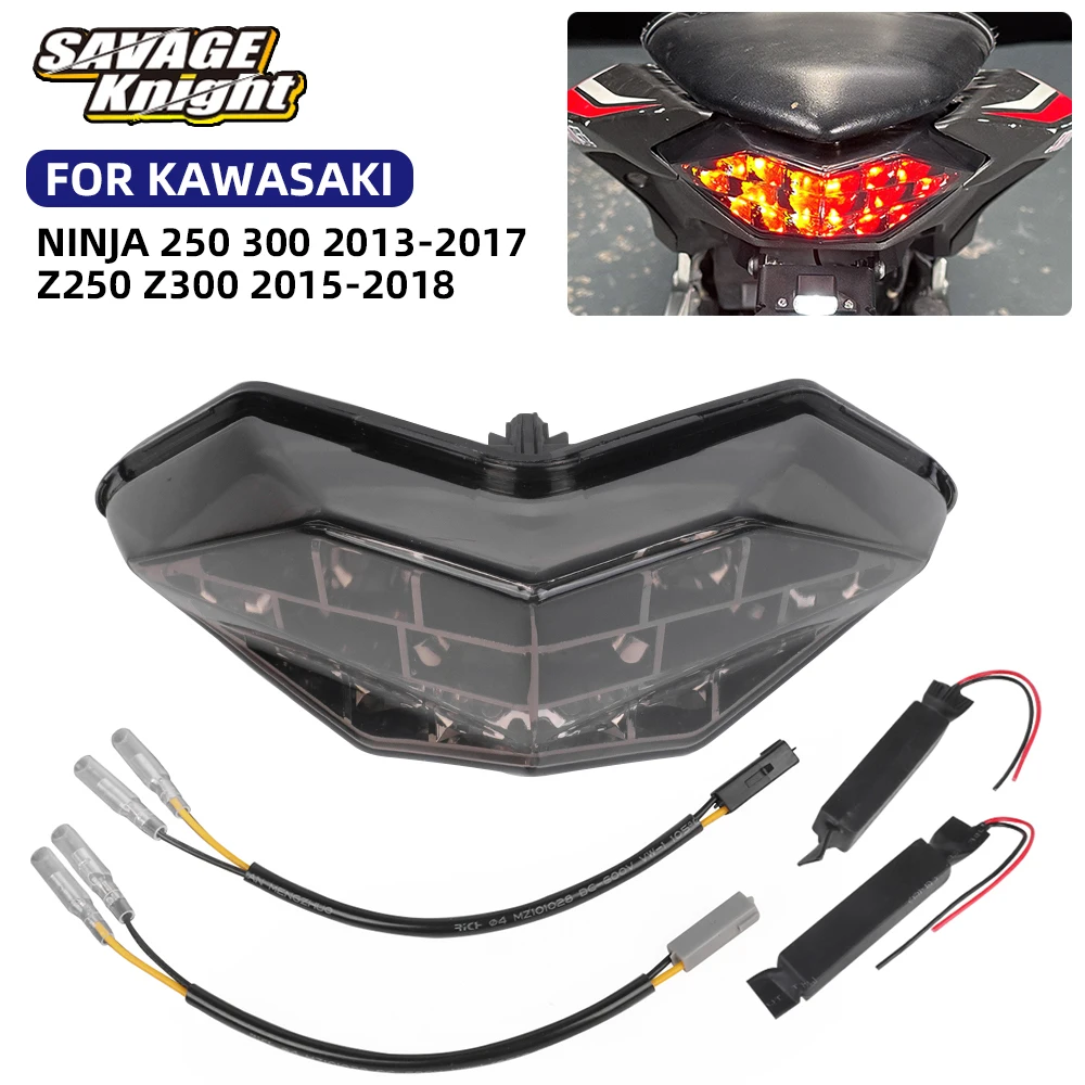 

For Kawasaki Z300 Z250 Ninja 300 250 LED Integrated Taillight Brake Stop Lamp Rear Turn Signal Flasher Indicator Blinker Lamp
