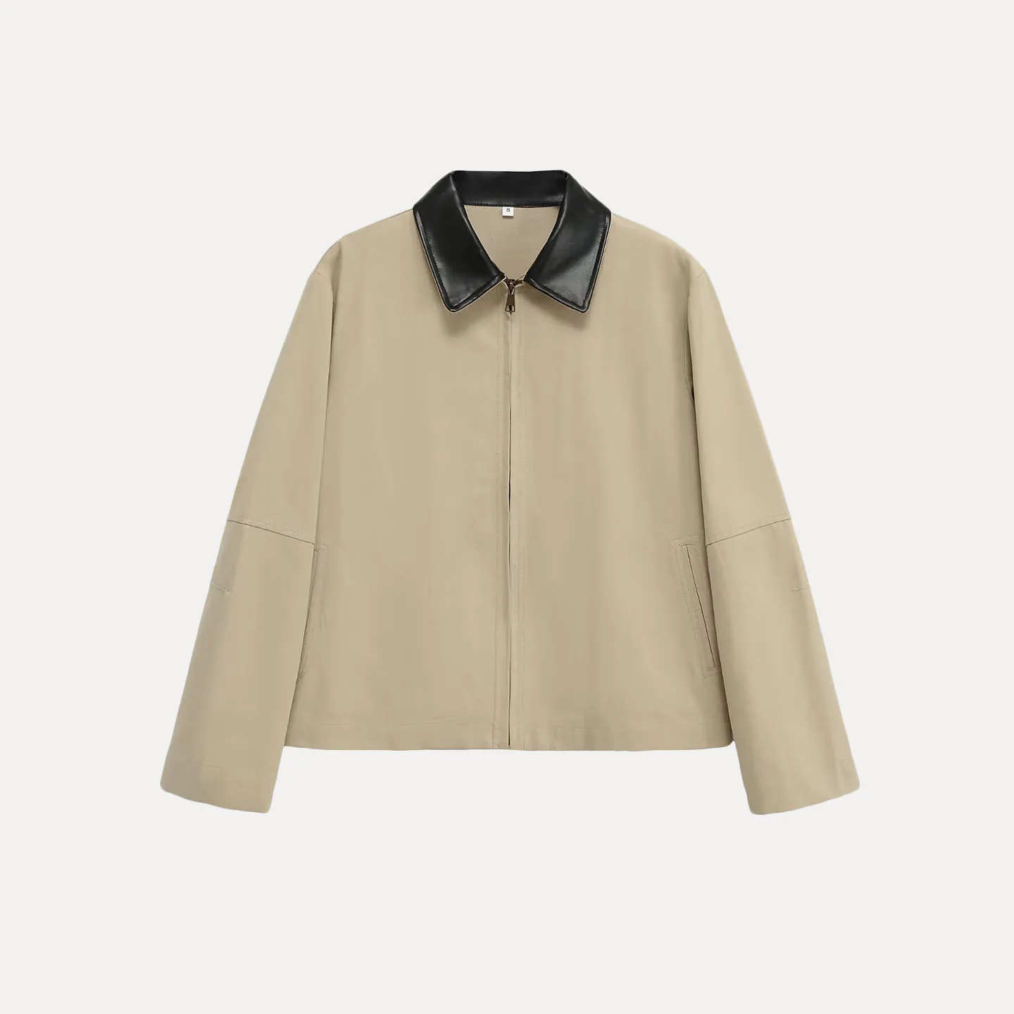 カジュアルレザージャケット レディース ファッション性が高く多用途な通勤用 シンプルな襟 パッチワーク オートクチュールコート Zブランド ルーズフィット ロングスリーブ...