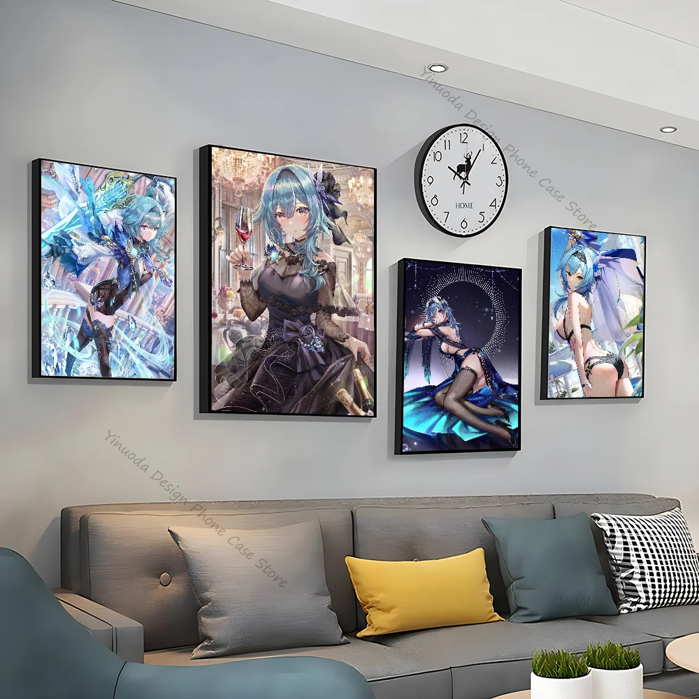 1pc Eula Lawrence Genshin Impact Anime girl Poster Good Quality Prints Vintage Room Home Cafe Decor Aesthetic Art Wall Painting