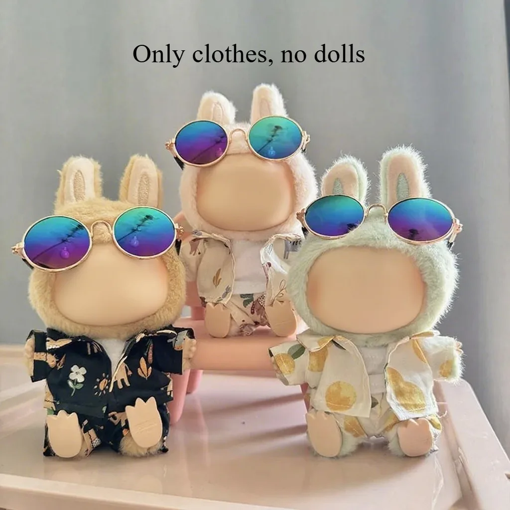 15-17cm Mini Plush Doll Overalls: Beach Vacation Style Outfit for Kawaii Fashion Dolls, Adjustable Fit Summer Clothing image 3