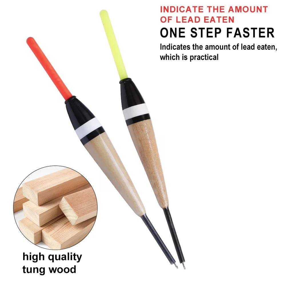 Balsa Wood Fishing Float Pack of 5 for Standing Style Rigging with Bright Visual Contrast and Accurate Bite Signal Transmission