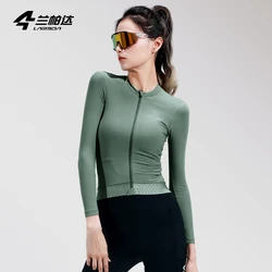 Lameda Women Cycling Shirt Contrast Color Stitching Cycling Jersey Antislip Long Sleeve Breathable Bicycle Clothing New