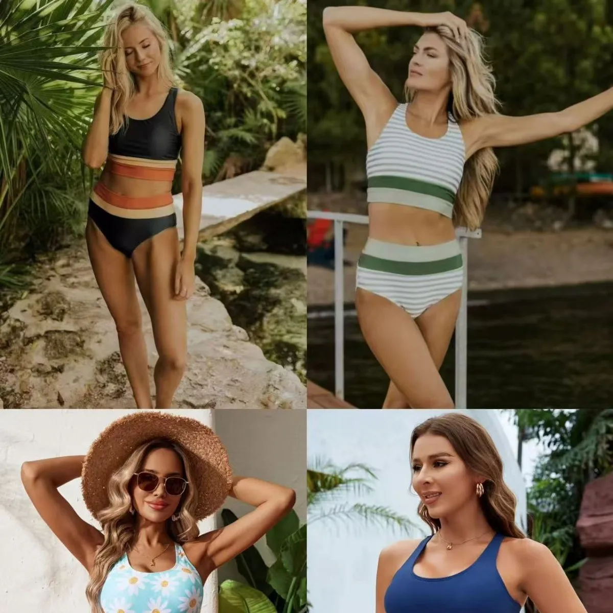 Sleeveless Swimming and Water Sports Sets Sexy with Sexy Pattern Bikini High End Swimwear Zipper Bikini Swimsuits for Women