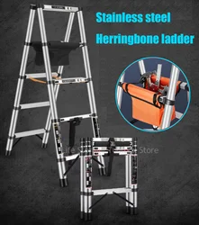 Herringbone Stainless Steel Ladder A-type Telescopic Ladders for Home Folding Ladder Extension Step Ladders household Stairs