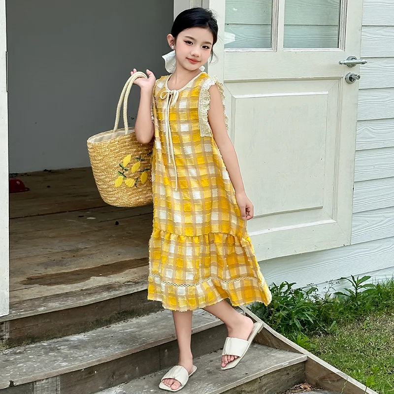 Girls Skirts 2024 Summer New Childrens Wear Thin Childrens Sundress CuHK Children Korean Style Loose Princess Skirt Casual