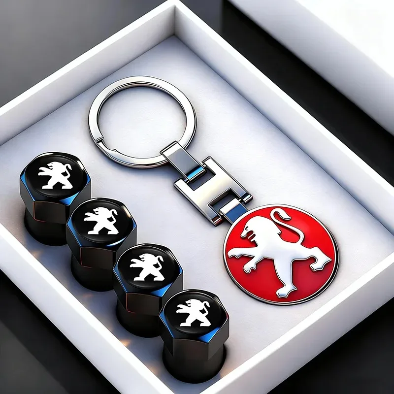 Chaveiro de Tampa de Válvula de Pneu em Liga Metálica, Capa Protetora contra Poeira para Roda, Acessório Automotivo para Peugeot 208 2008 308 3008 408 508 4008 5008 206 307 RCZ
