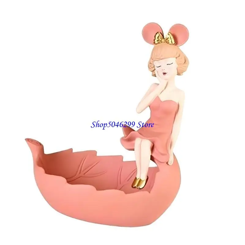 

H55A очаровательные Bunnys Girl Sculpture Rase Ray Tray Fruit Display Блюдо из гостиной