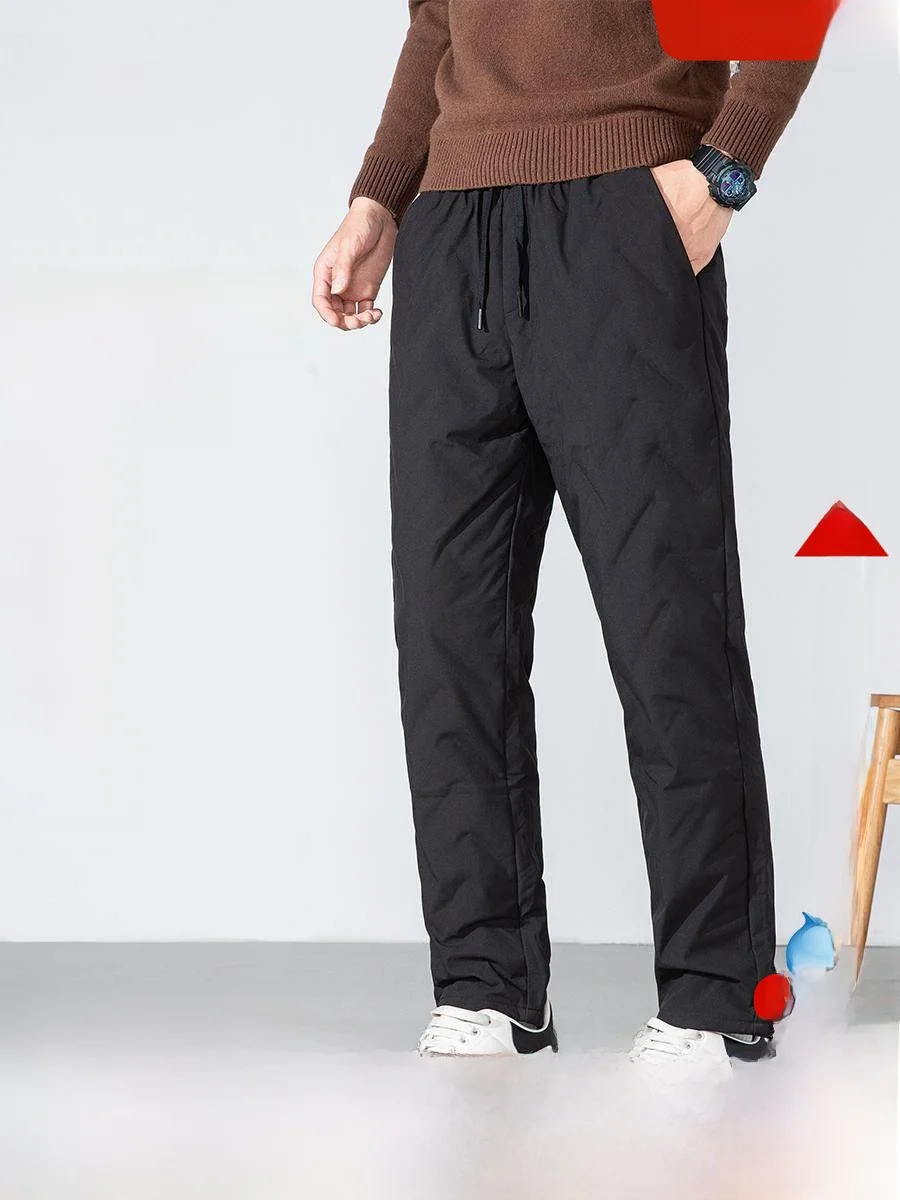 

Snow Flng Spring 2026 Men's Goose down Casual Loose Thi Warm Outdoor Long Pants Polyester Fiber Straight Tube Pants