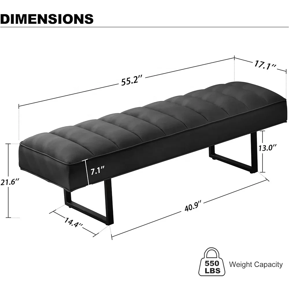 

-Black Waiting Room Bench Seat Meeting Room Salon Shop Leather Bench 3 Seats Modern Entrance Channel Bench