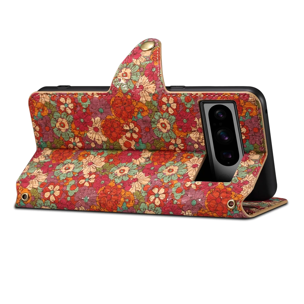 Capa floral retrô com padrão de flor, suporte para cartão, carteira flip, capa de telefone para google pixel 9 pro xl 8 pro 8a 6 pro 6a 7 pro 7a
