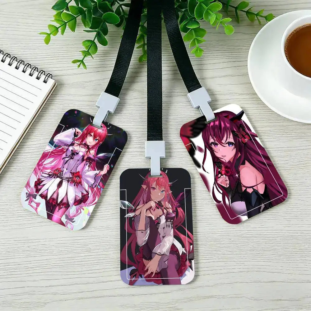 

Черные держатели для карт IRyS H-Hololive Anime с ремешком на шею для студенческих карт питания и удостоверений личности, для школы