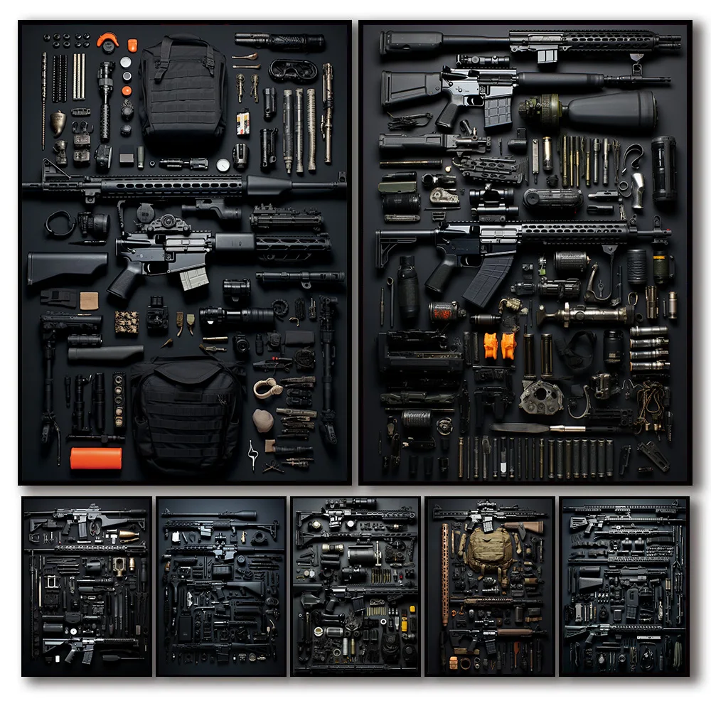 1Pcs Bedroom Decoration Pictures Room Wall Art Canvas Painting Shotguns Posters for Wall Decororation Boxes Submachine Guns Home