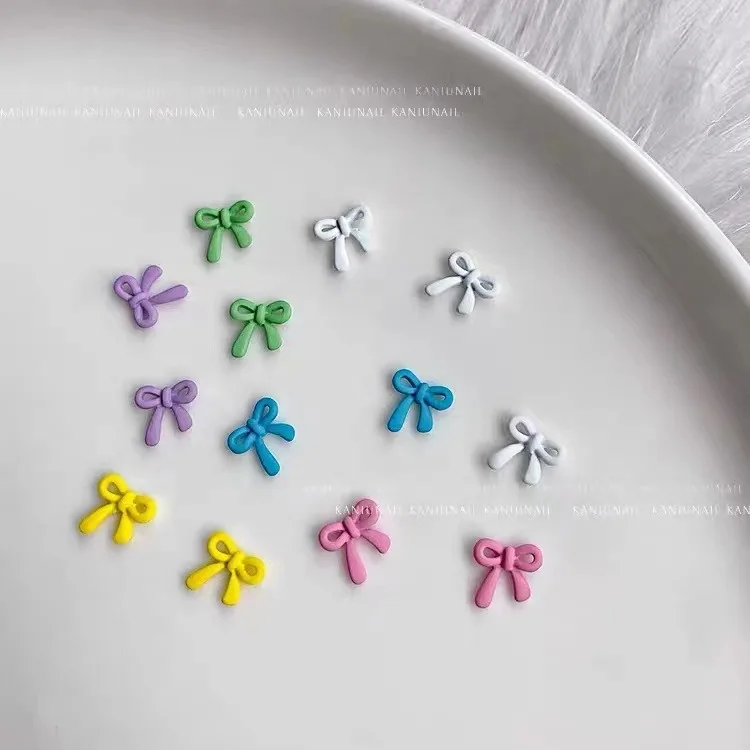 10pcs/lot Cute 3D Alloy spray painting Bow Nail Art Charms Japanese colors Bowknot Ribbon Nail Art Decorations