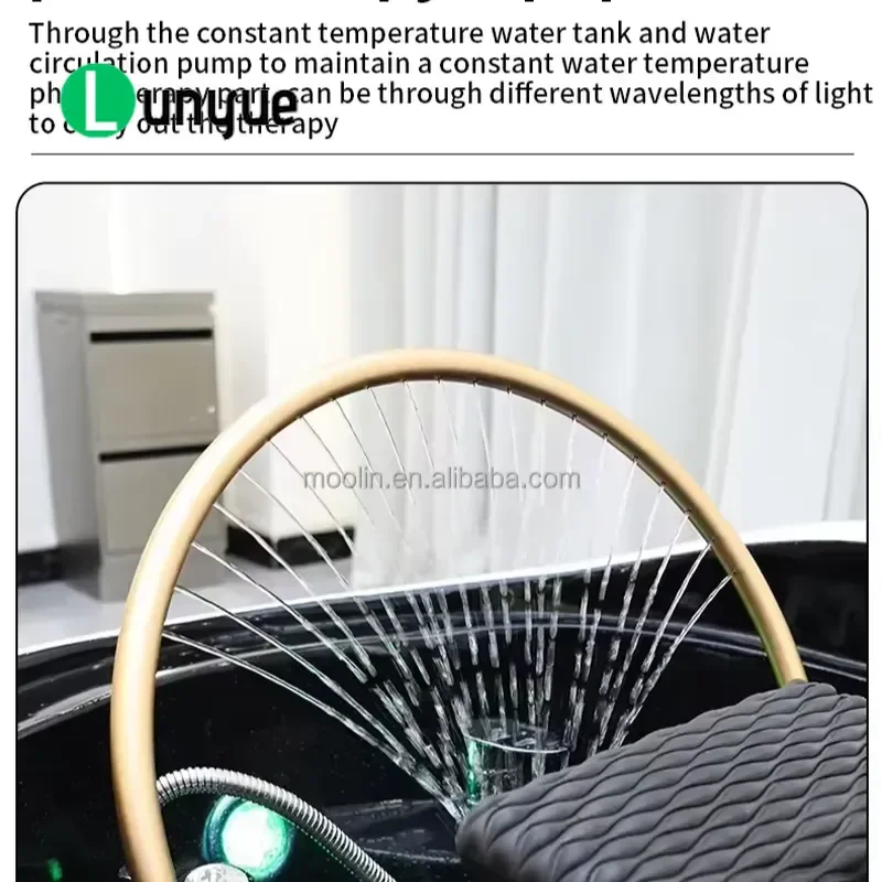 Electric Shampoo Bed with Full Body Massage Ceramic Basin Water Circulation Steam Therapy for Hair Spa Chair