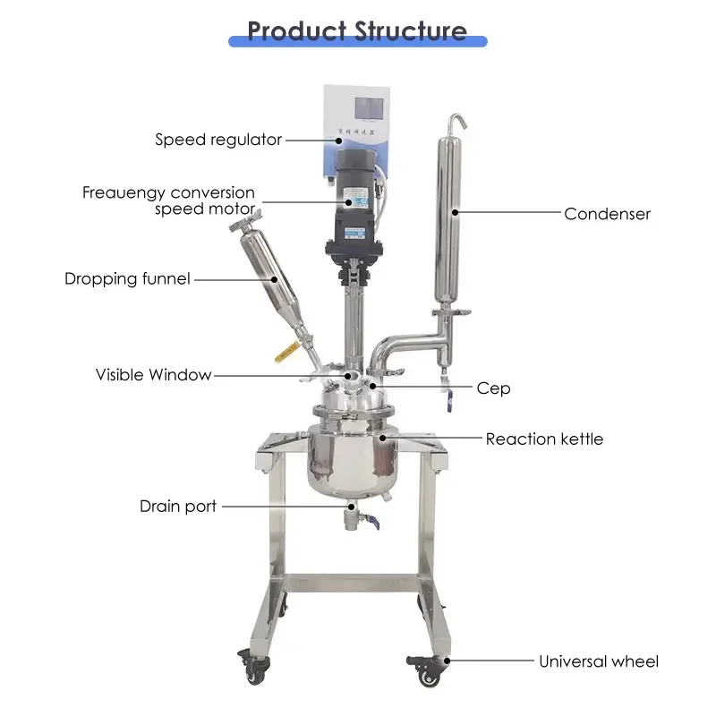 for LABOAO 2L Small Jacketed Stainless Steel Reactor Lab Stirred Tank Vessel