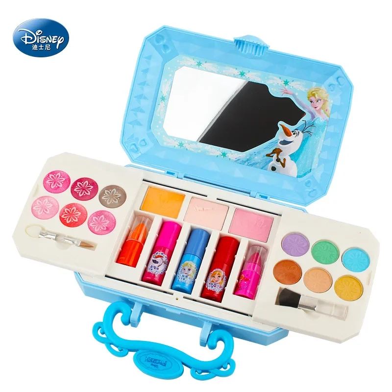 [Disney] Kids Cosmetics Frozen princess lipstick eye shadow blush nail polish for kids play house toys for girls birthday gift