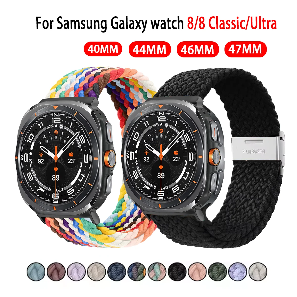 Braided Metal Buckle for Samsung Galaxy watch 8 strap 44mm 40mm Braided Loop Correa Galaxy watch 8 classic 46mm/Ultra 2025 Band