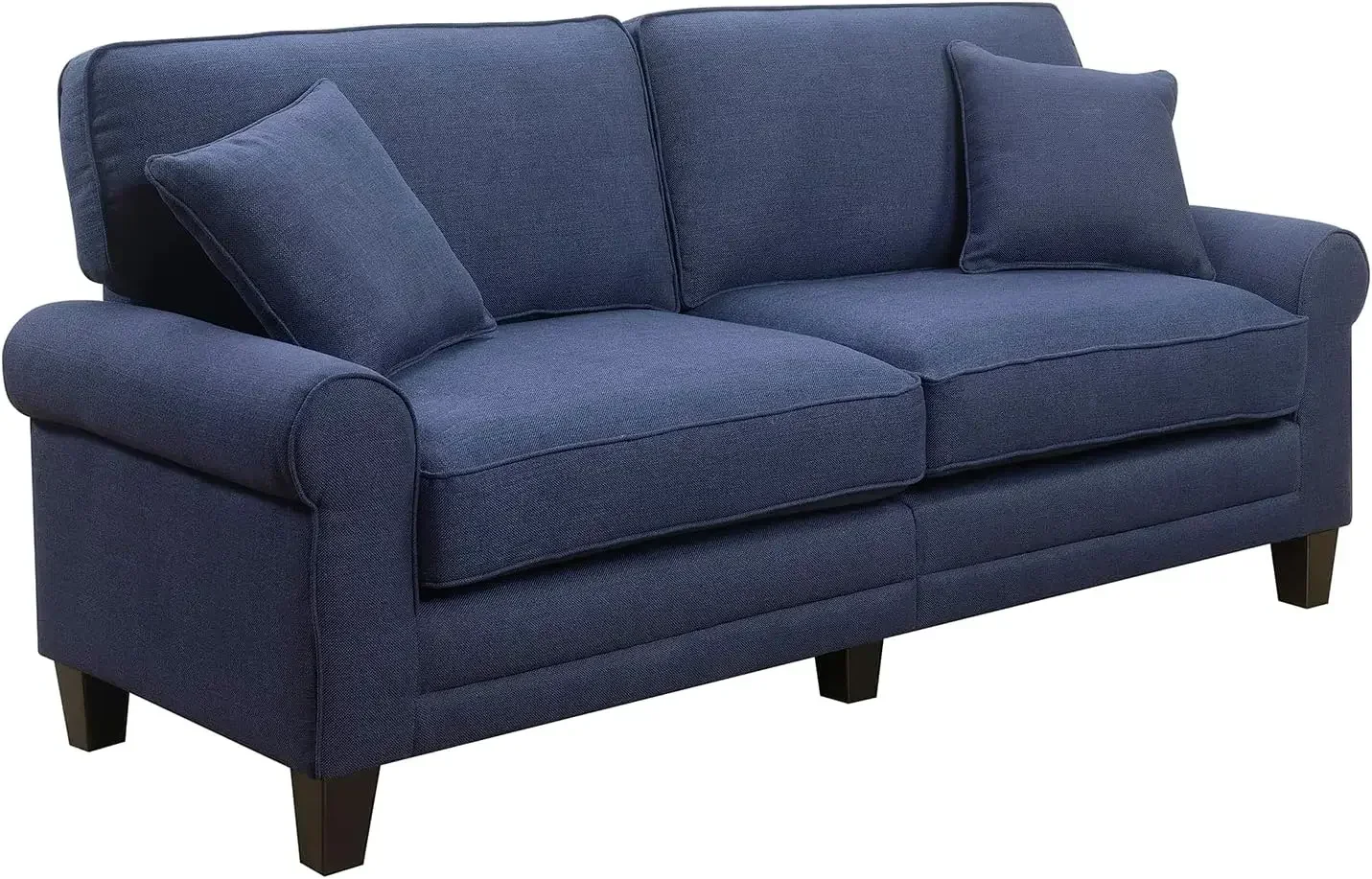 73 Sofa Couch for Two People, Pillowed Back Cushions and Rounded Arms, Durable Modern Upholstered Fabric, Navy