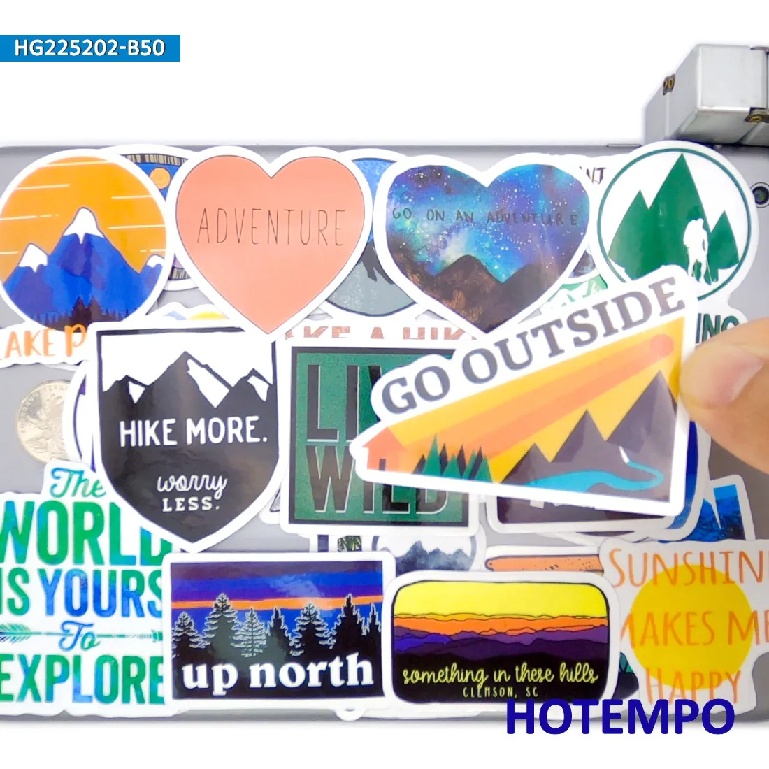 Outside Travel Stickers Set, Hiking Climbing Camping, for Laptop Car Phone Motorcycle Scrapbook, Funny Sticker Pack, 20/30/50PCS