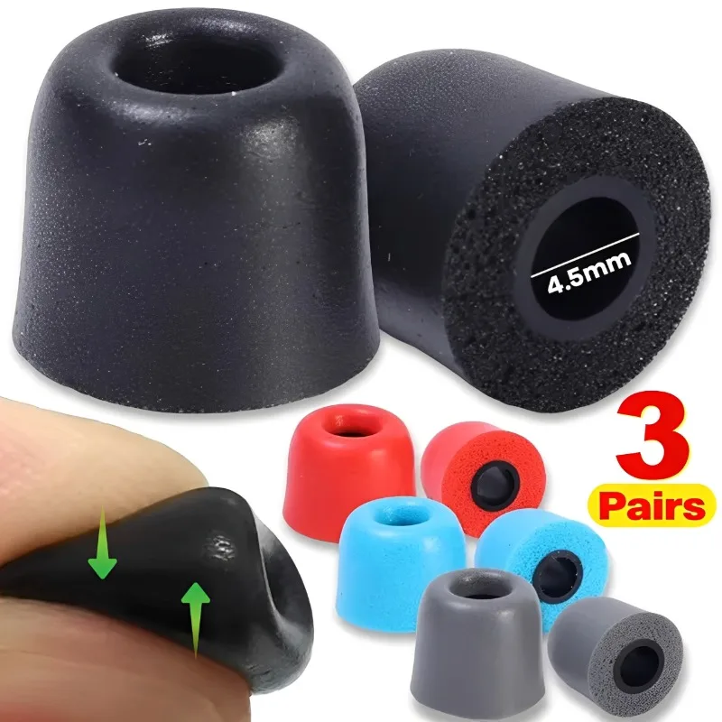 1–3 Paar Ersatz-Ohrhörer aus weichem Memory-Schaum, Geräuschreduzierung, isolierende Ohrpolster, Ohrenschützer für 4,5-mm-In-Ear-Kopfhörer