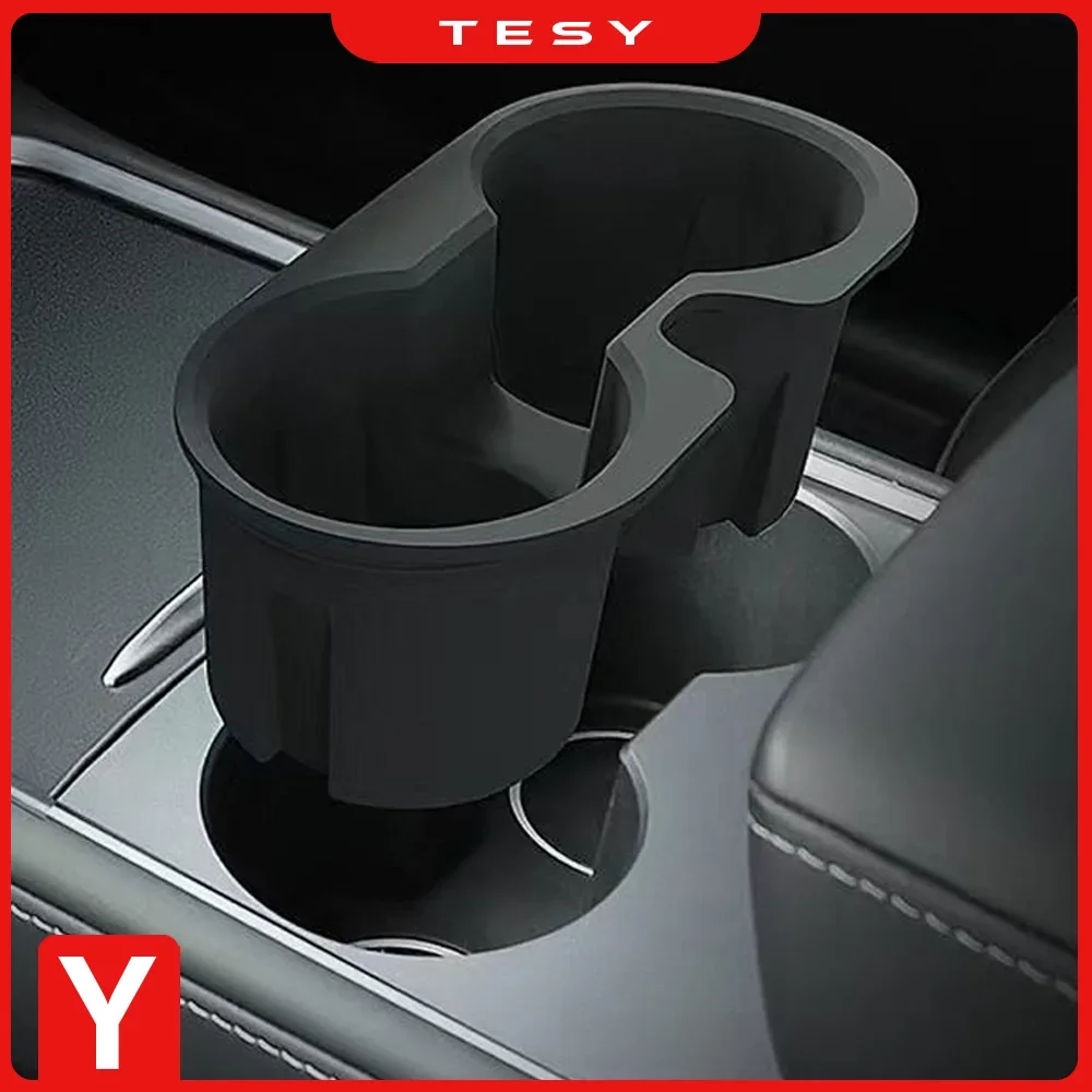 For Tesla Model Y 2021 2022 2023 Console Silicone Water Cup Holder Insert with Car Key Card Slot